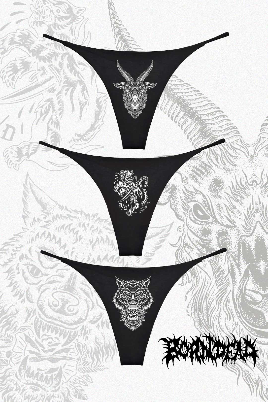 Alternative Goth Inspired Thong Pack
