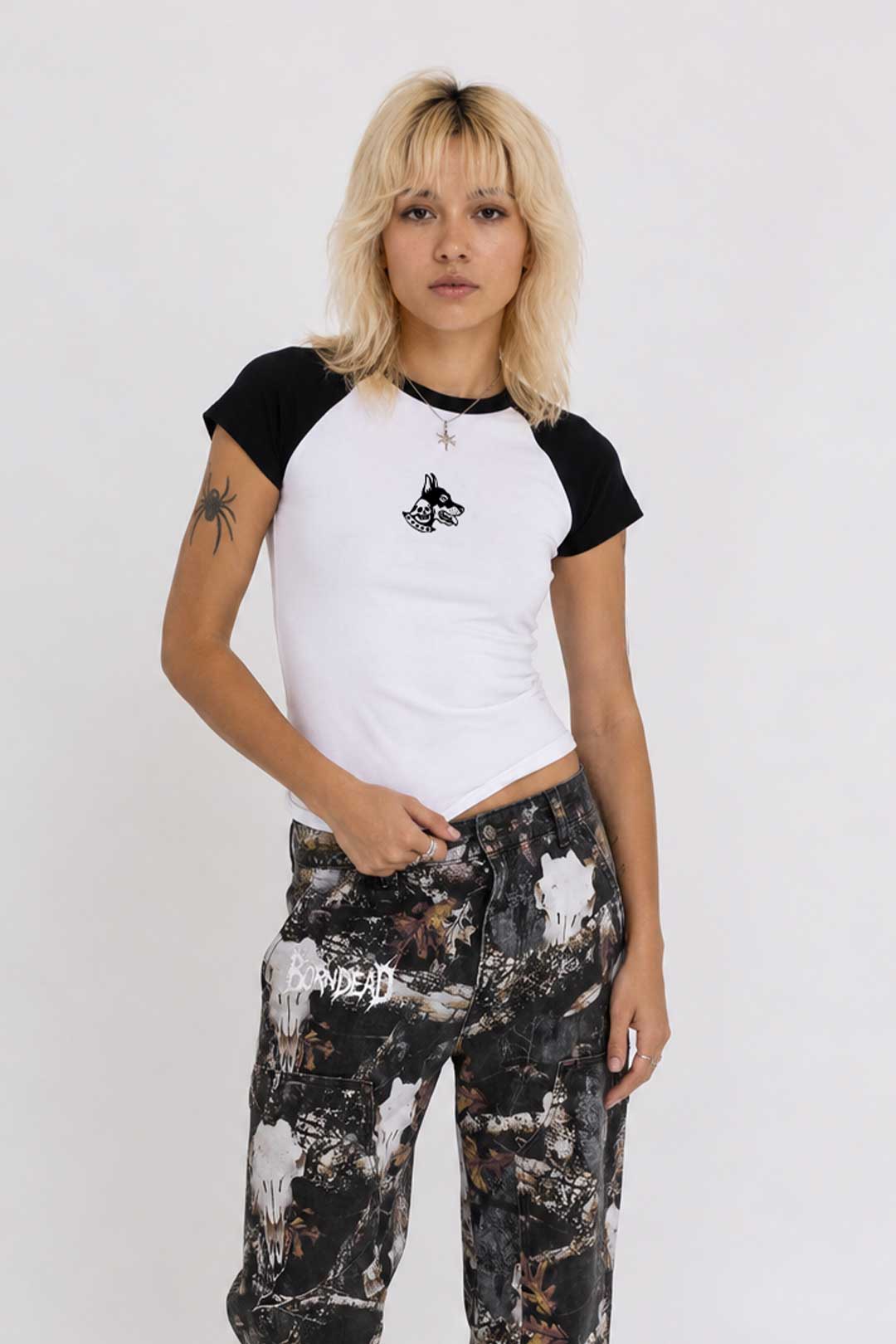Doberman Embroidered Tattoo Inspired Baby Tee