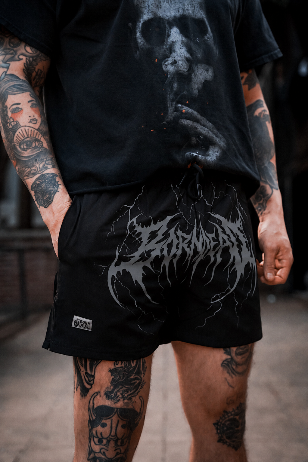 Born Dead Logo (Gray) Music Inspired Shorts