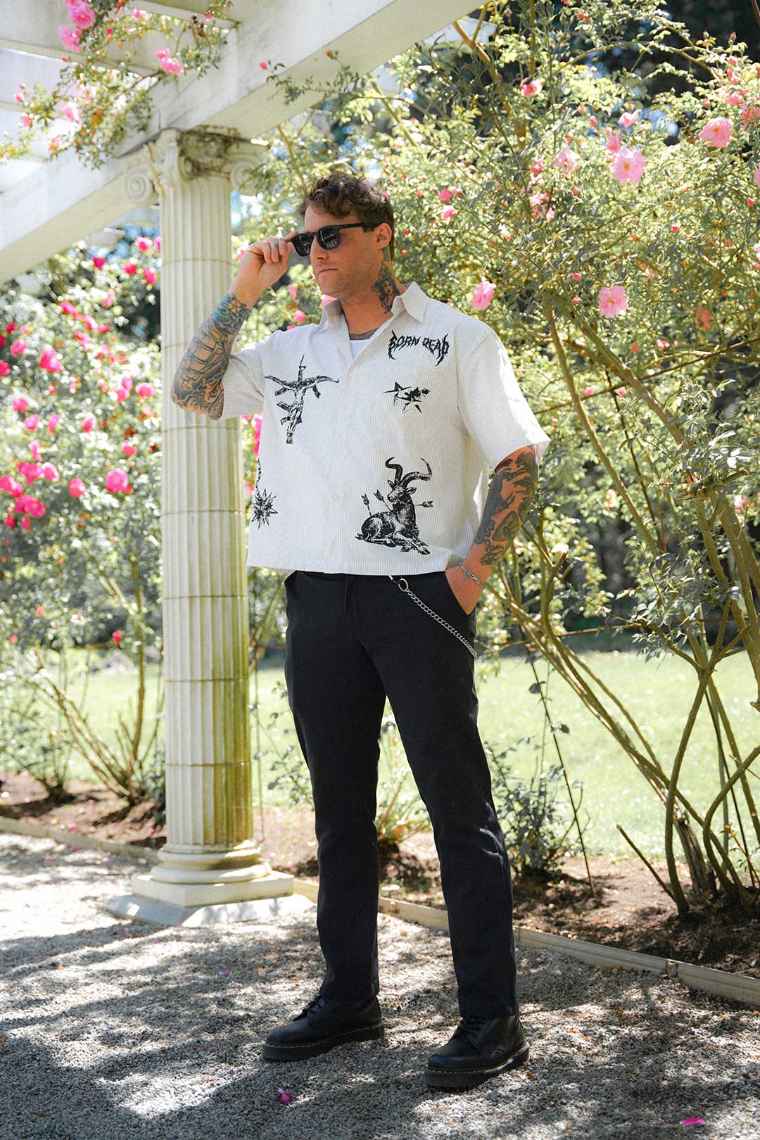 Crop Button Up Tattoo Inspired
