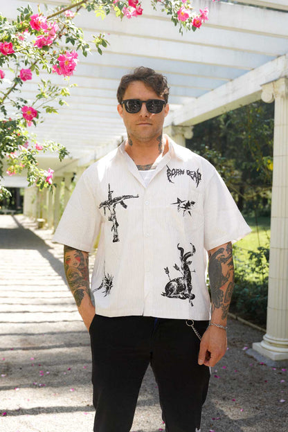 Crop Button Up Tattoo Inspired