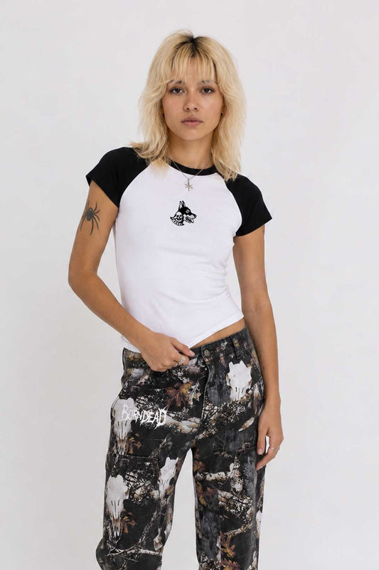 Doberman Embroidered Tattoo Inspired Baby Tee