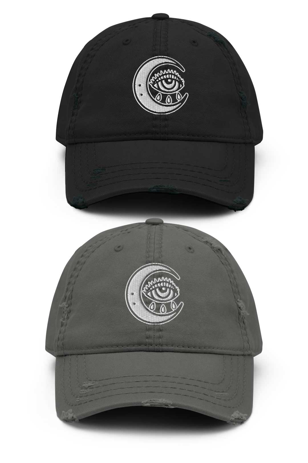 Eye and Moon Distressed Dad Hat
