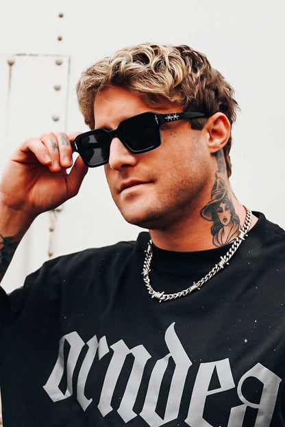 Night Cult Sunglasses (Silver engraved designs)