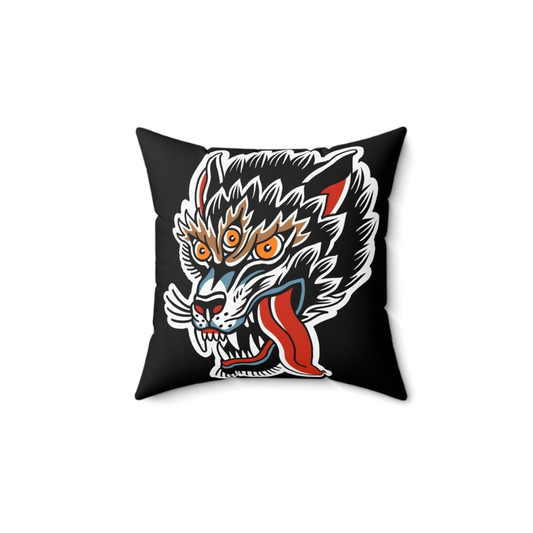 Wolf Tattoo Inspired Square Pillow Cover