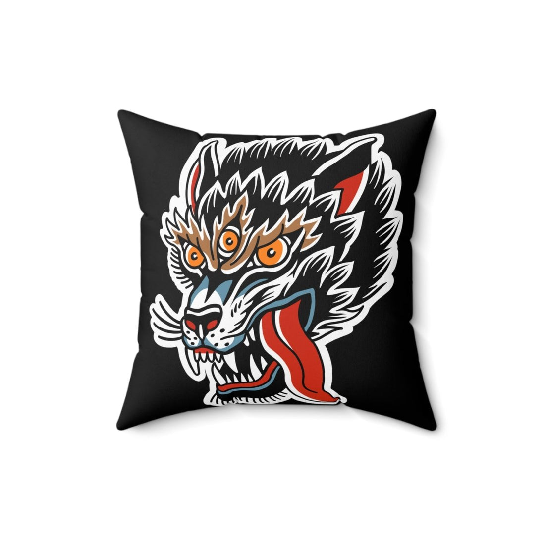 Wolf Tattoo Inspired Square Pillow Cover