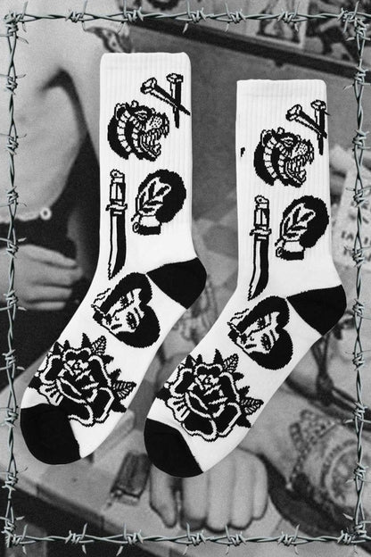 Born Dead Tattoo Inspired Skateboard Socks