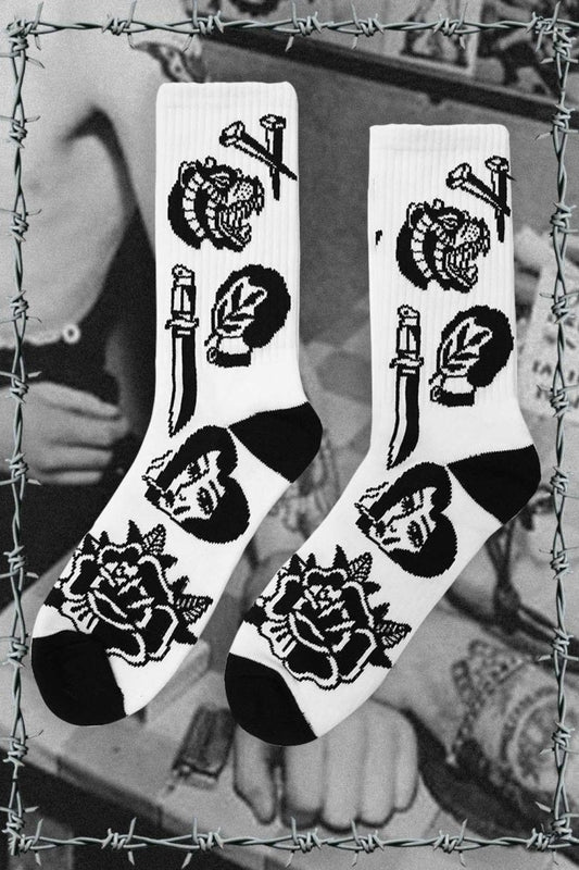 Born Dead Tattoo Inspired Skateboard Socks