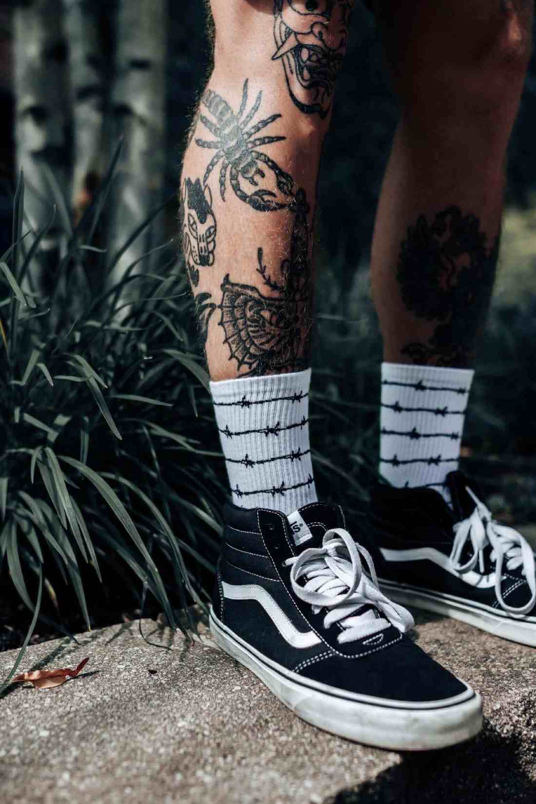Barbed Wire Tattoo Inspired Socks Skateboard Apparel